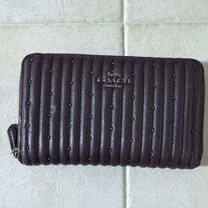 Coach Dark Brown Quilted Zip Wallet